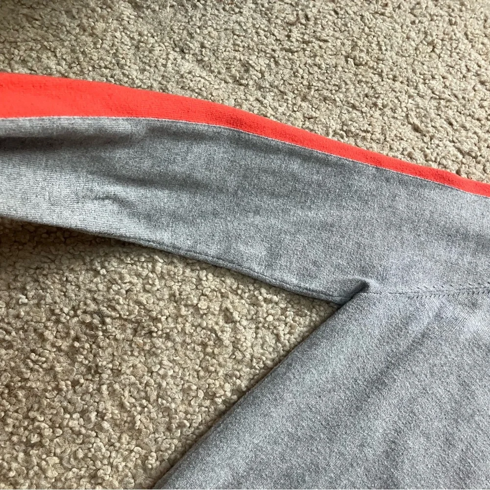 Monrow Cotton and Cashmere Gray Sweater with Orange Stripes Women’s Size XS